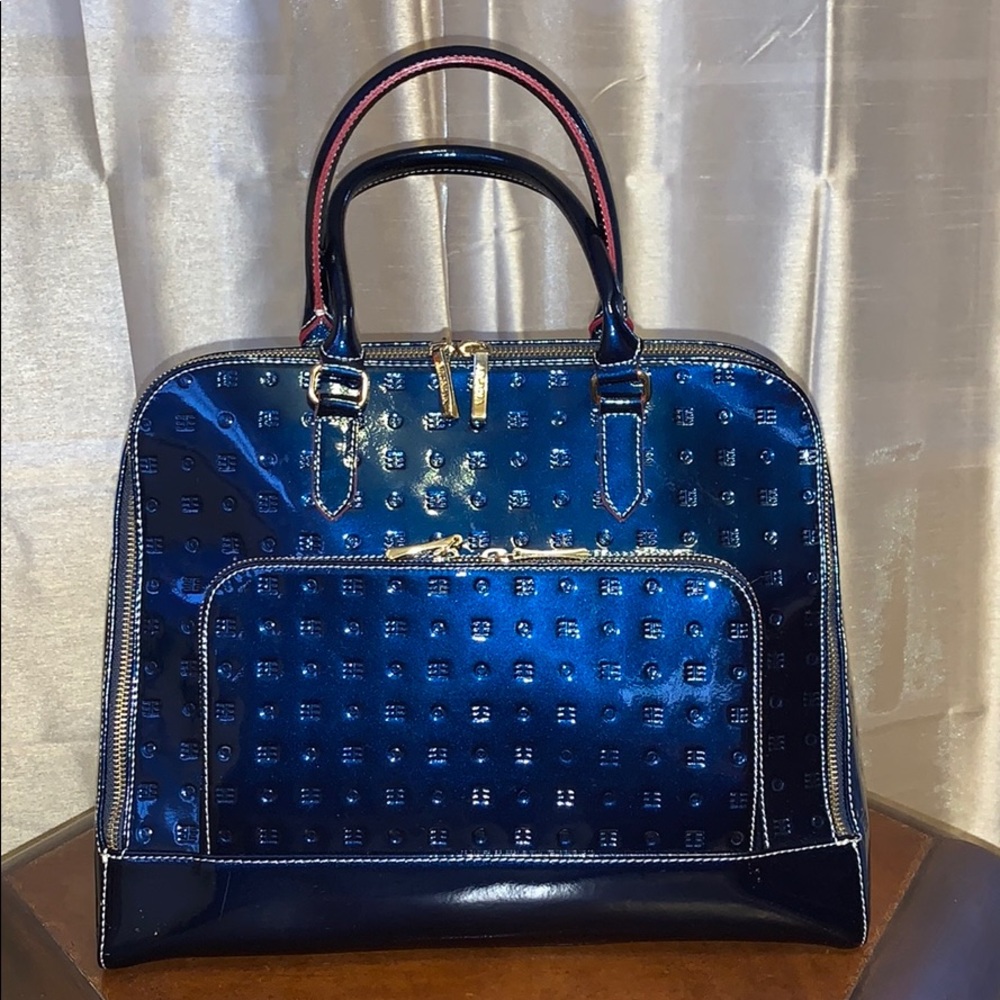 Arcadia Satchel Blue Patent Leather